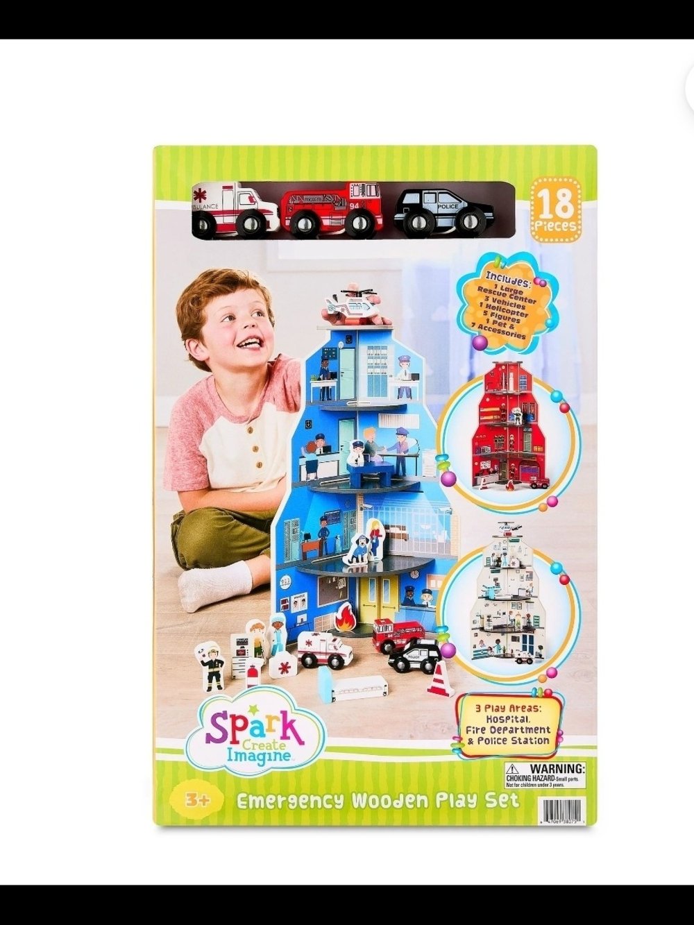 Spark.Create.Imagine. Emergency Wooden Play Set, 18 Pieces
